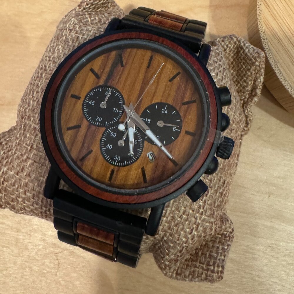 Handcrafted Mens Wooden watch | The Wood Forest Rustic Watch - 44 mm